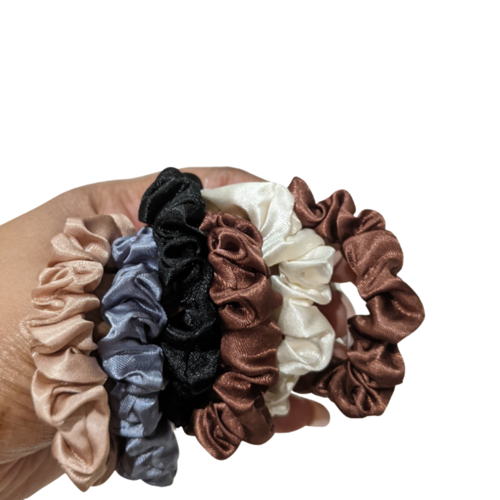 Pack of 6 Premium Silky Satin Scrunchies