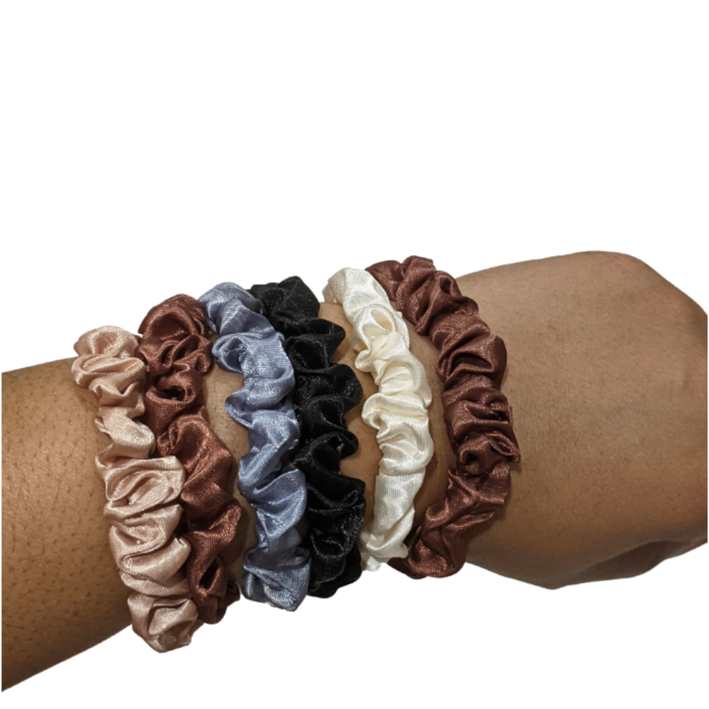 Pack of 6 Premium Silky Satin Scrunchies