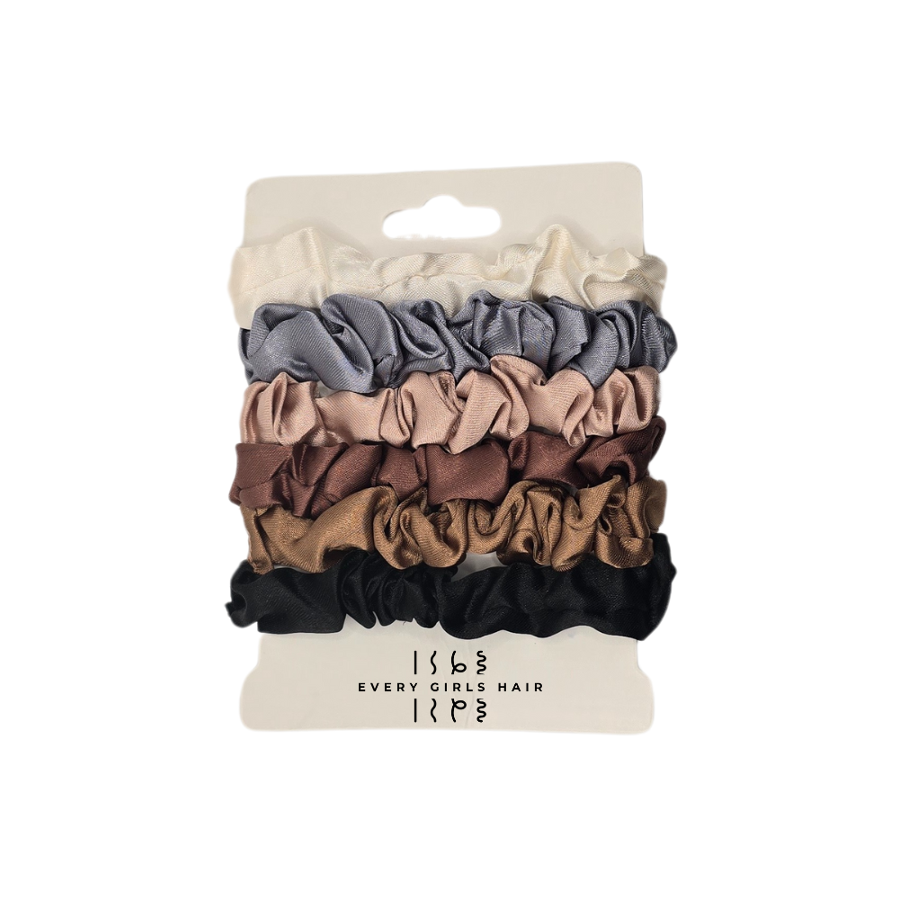 Pack of 6 Premium Silky Satin Scrunchies